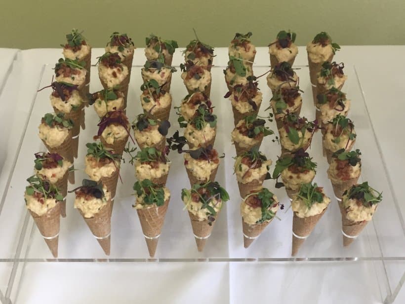 42 delicious Whiskey Maple Chicken Salad Cones. A recipe by Larry Atwater, Sous Chef at Tradition Senior Living in Dallas.