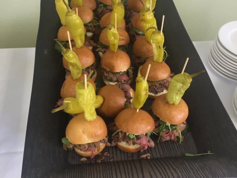 A platter of Beef Filet Sliders with Horseradish Aioli. A recipe by Larry Atwater, Sous Chef at Tradition Senior Living.
