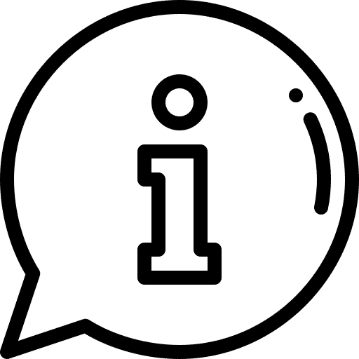 An icon that looks like a lower-case letter "i" in a speech bubble.