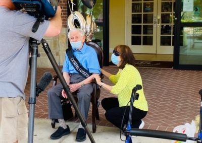 Heinz Wallach and his daughter Tamar Leventhal celebrate Heinz Wallach's 100th birthday at The Tradition-Prestonwood