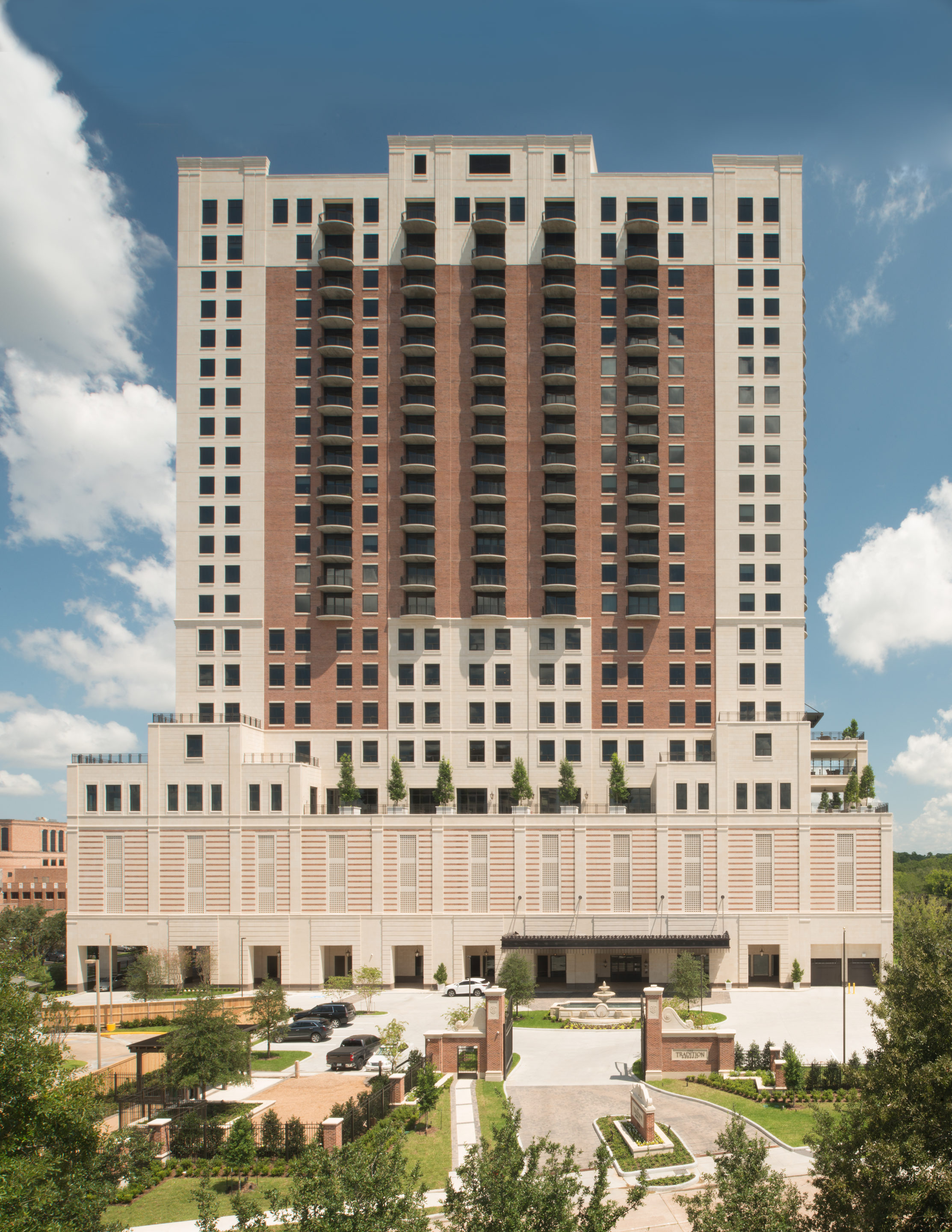 Tradition Woodway E Day time S Elevation Jackson & Ryan Architects 2012 A street view rendering of Tradition Senior Living's Woodway location, in Houston Texas.